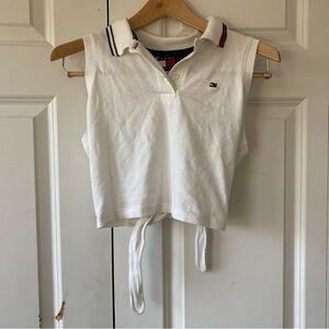 Tommy Hilfiger White Kids Polo with Tie Hem